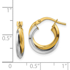 14k Two Tone Polished Double Hoops