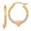 14k Two-tone with White Rhodium D/C Heart Hoop Earrings
