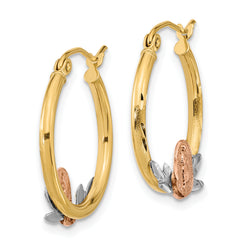 14K Tri-color Guadalupe Hoop Earrings