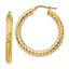 14k 4x25mm Diamond-cut Round Hoop Earrings