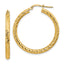 14k 3x25mm Diamond-cut Round Hoop Earrings