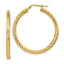 14k Polished 3mm Diamond-cut Round Hoop Earrings