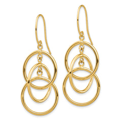 14k Polished Circles Dangle Earrings