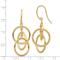14k Polished Circles Dangle Earrings