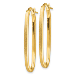14k Polished & Satin 2mm Oval Hoop Earrings