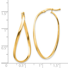 14k Polished 2mm Wavy Hoop Earrings