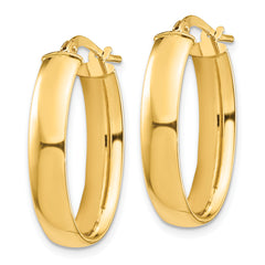 14k High Polished 5mm Oval Hoop Earrings