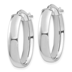 14k White Gold High Polished 5mm Oval Hoop Earrings
