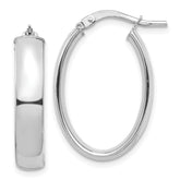 14k White Gold High Polished 5mm Oval Hoop Earrings