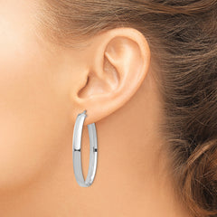 14k White Gold High Polished 5mm Oval Hoop Earrings