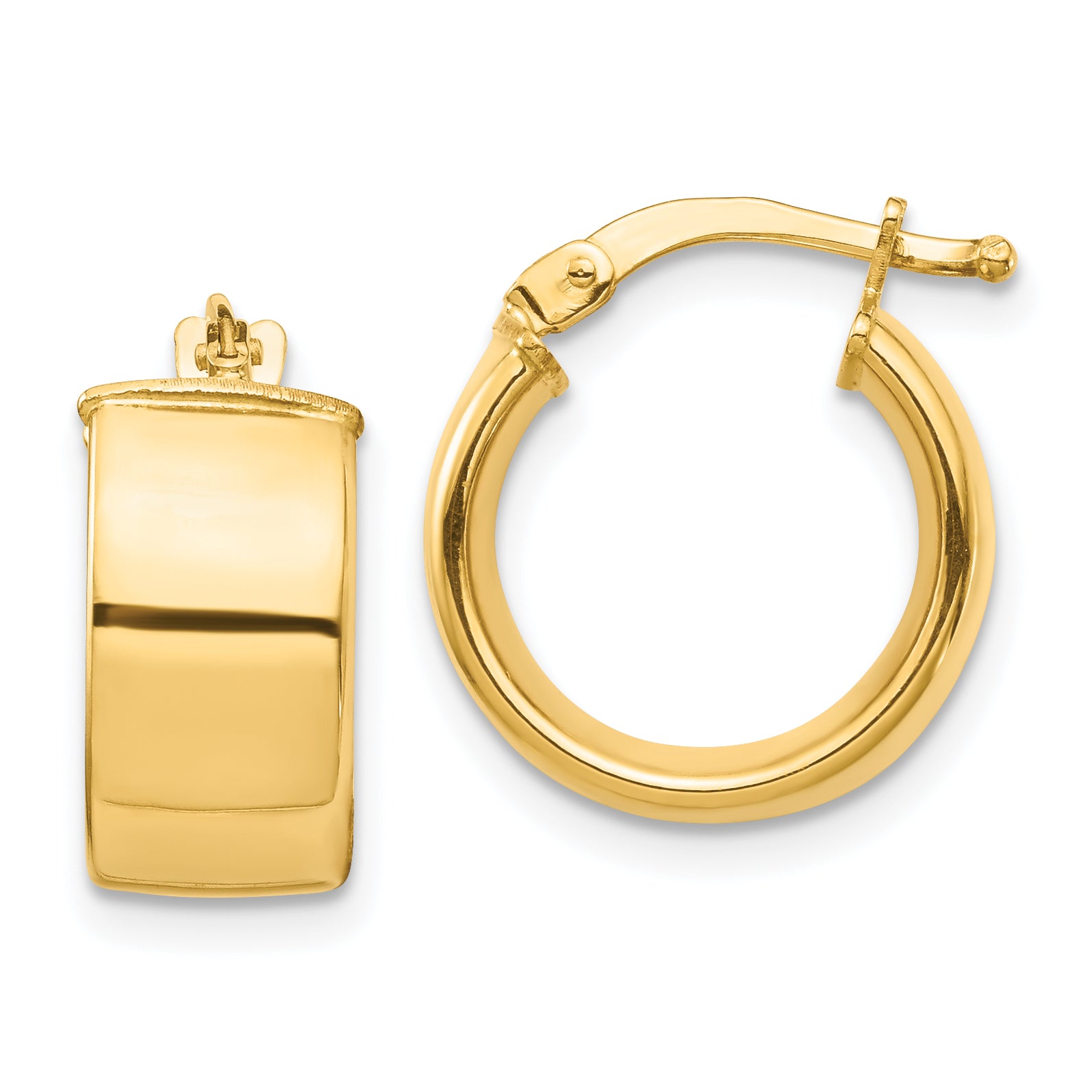 14k High Polished 7mm Hoop Earrings
