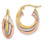 Triple Hoop Earrings in 14K Tri-Color Gold, 16x20.5mm Textured - Sophia Jewelers