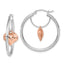 Rose & White Heart Hoop Dangle Earrings in 14K Two-Tone Gold, 28mm - Sophia Jewelers