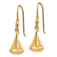 14K Sailboat Shepherd Hook Earrings