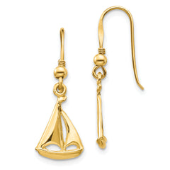 14K Sailboat Shepherd Hook Earrings