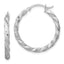 Twisted Hoop Earrings in 14K White Gold, 26mm Satin & Diamond-Cut - Sophia Jewelers