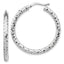 14k White Gold 3x32mm Diamond-cut Hoop Earrings