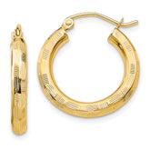 14k Diamond-cut Hoop Earrings