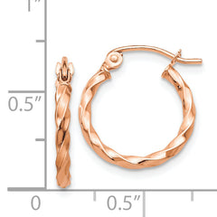 14k Rose Gold Twisted Hoop Earrings