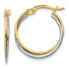 14K Two-Tone Polished Hoop Earrings