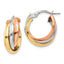 14K Tri-color Polished Post Hoop Earring