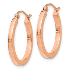 14k Rose Gold Lightweight Square Tube Hoop Earrings