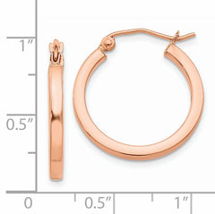 14k Rose Gold Lightweight Square Tube Hoop Earrings
