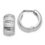 14K White Gold Textured and Polished Hinged Hoop Earrings