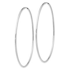 14k White Gold Polished Endless Tube Hoop Earrings