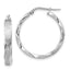 14K White Gold Satin and Polished Scalloped Edge Hoop Earrings