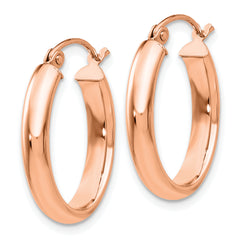 14k Rose Gold Polished Oval Tube Hoop Earrings