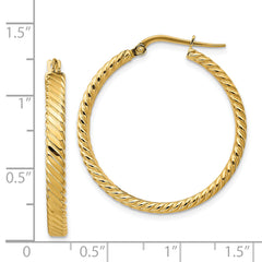14K Large 3mm Patterned Hoop Earrings