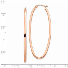 14K Rose Gold 2mm Square Tube Oval Hoop Earrings, 22mm