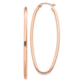 14k Rose 2mm Square Tube Oval Hoop Earrings