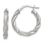 14K White Gold Twisted Textured Hoop Earrings