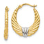 14k & Rhodium Polished and Textured Hoop Earrings