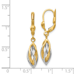 14K Two-Tone Polished Dangle Leverback Earrings