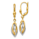 14K Two-Tone Polished Dangle Leverback Earrings