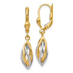 14K Two-Tone Polished Dangle Leverback Earrings