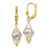 14K Two-tone Polished Diamond-cut Dangle Leverback Earrings
