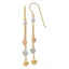 14k Tri-color D/C Triple Heart Dangle Shepherd Hook Earrings