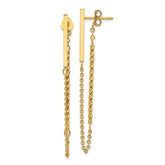 14k Polished and Twisted Bar w/Chain Post Earrings
