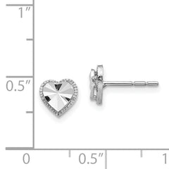 14K White Gold Diamond-Cut Heart Post Earrings