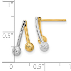 14k Two-tone Polished and Textured Post Earrings