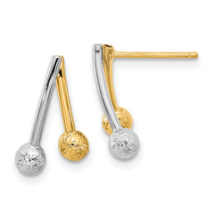 14k Two-tone Polished and Textured Post Earrings