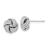 14k White Gold Polished Textured Triple Love Knot Post Earrings
