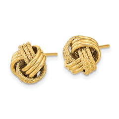 14k Polished Textured Love Knot Post Earrings