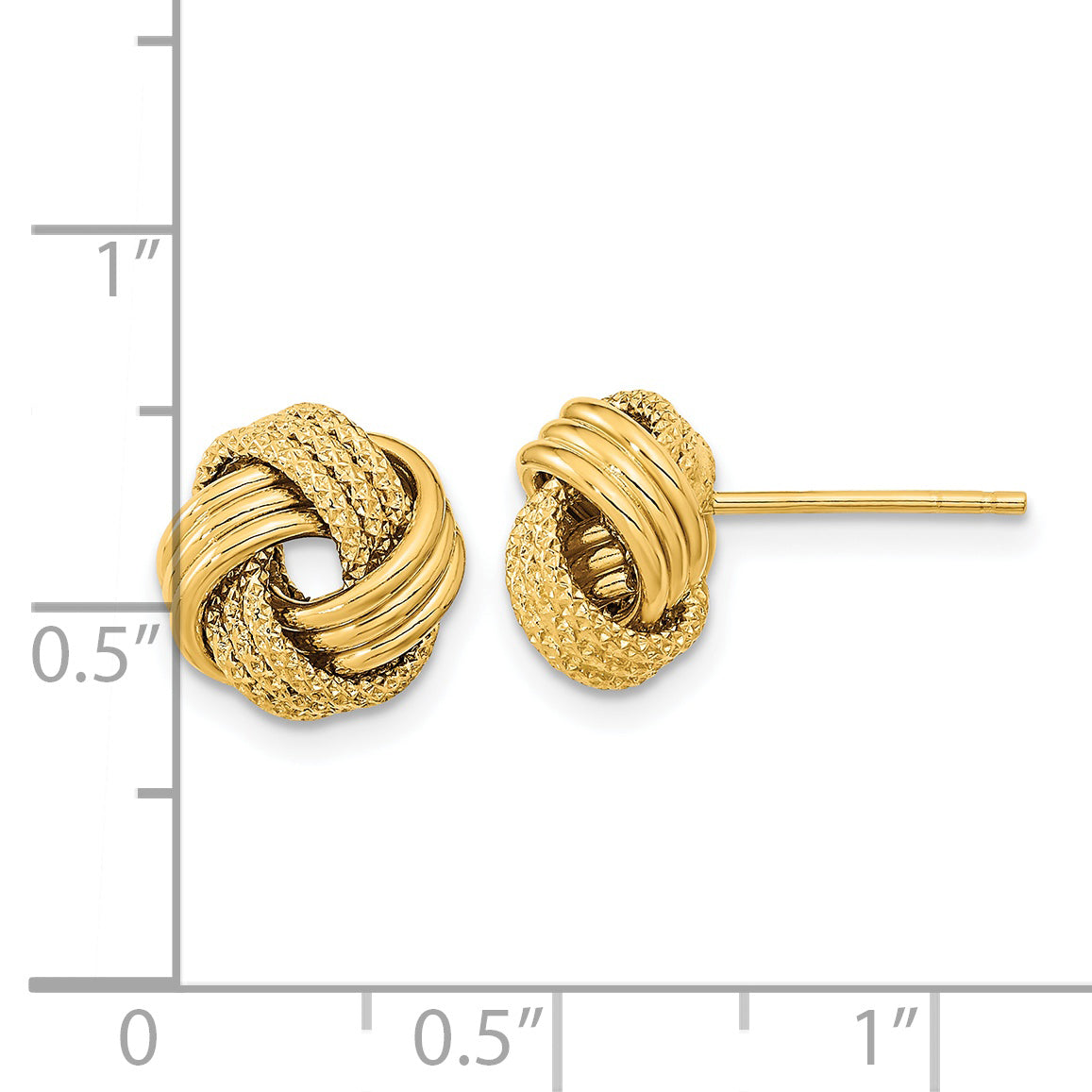 14k Polished Textured Love Knot Post Earrings