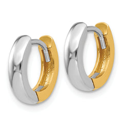 14k Two-tone 2.5mm Round Hinged Hoop Earrings