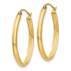 14k 3mm Oval Hoop Earrings
